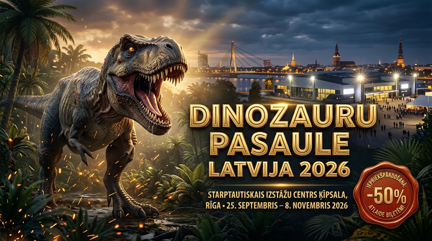 DINOZAURU PASAULES FESTIVĀLS RĪGA 2026